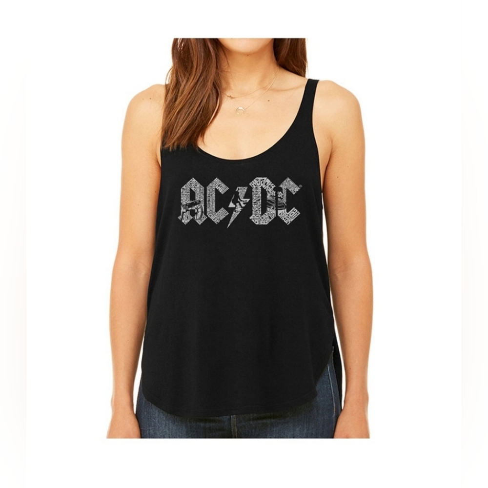 LA Pop Art AC/DC Premium Word Art Flowy Tank Top Size M NWT